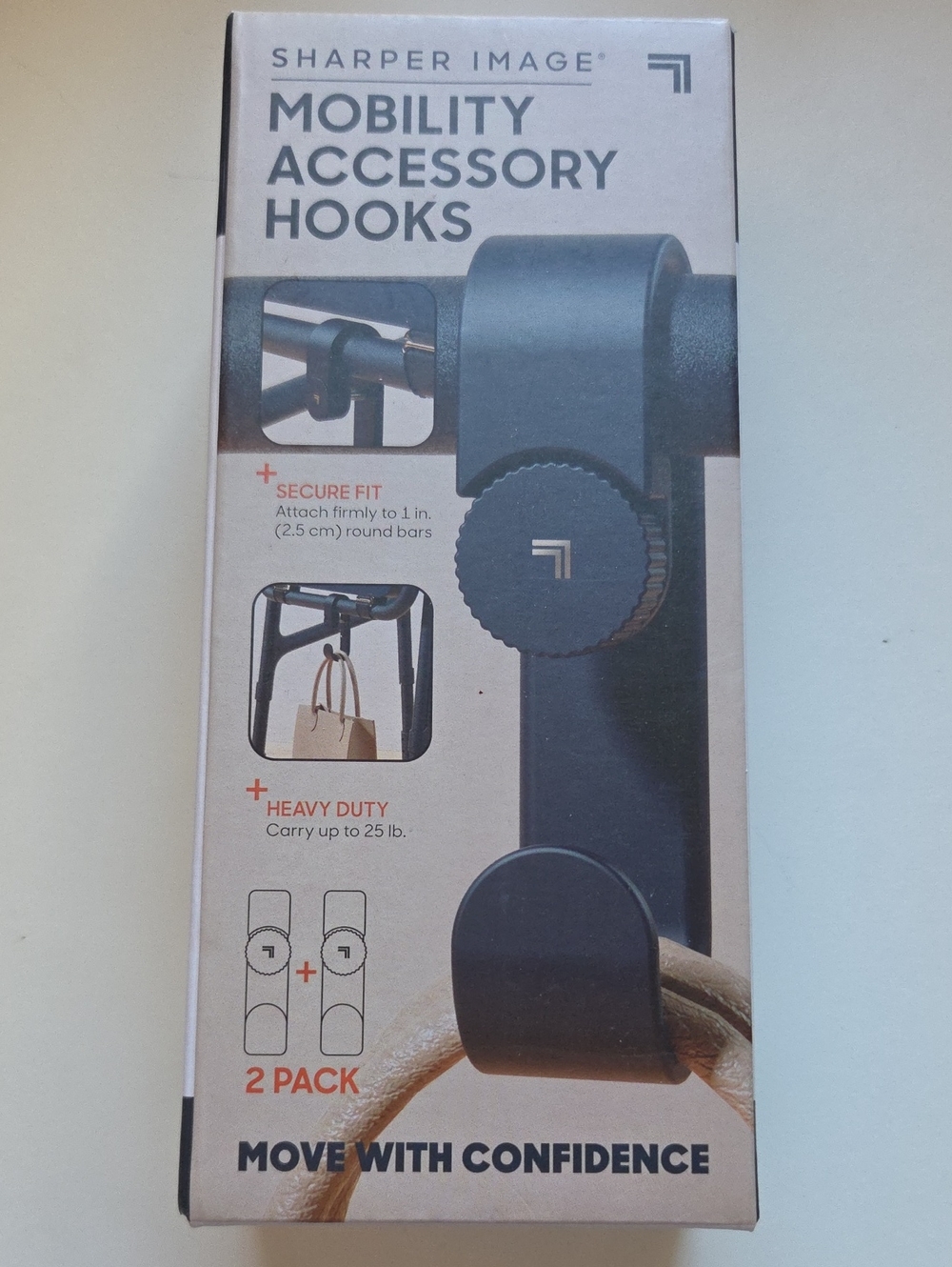 Sharper Image Black Mobility Accessory Hooks - 2 Pack